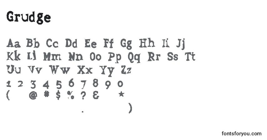 Schriftart Grudge – Alphabet, Zahlen, spezielle Symbole