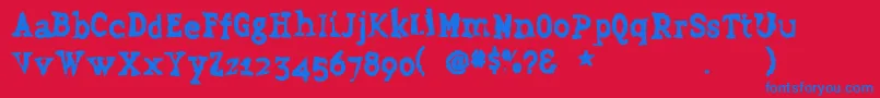 Grudge Font – Blue Fonts on Red Background