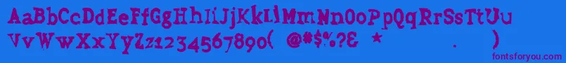 Grudge-Schriftart – Violette Schriften auf blauem Hintergrund