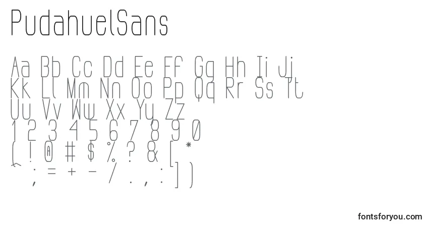 A fonte PudahuelSans – alfabeto, números, caracteres especiais