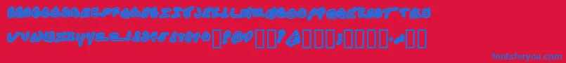 Kathleenuppercase Font – Blue Fonts on Red Background