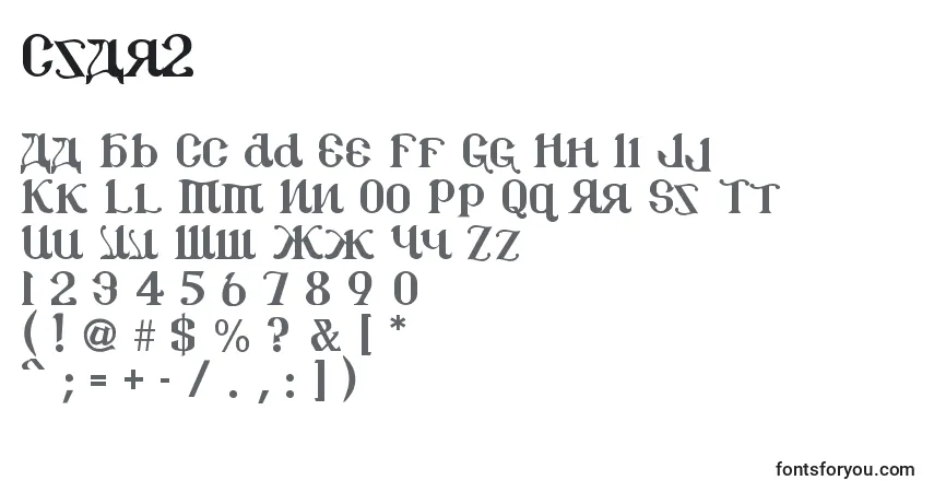 A fonte Csar2 – alfabeto, números, caracteres especiais