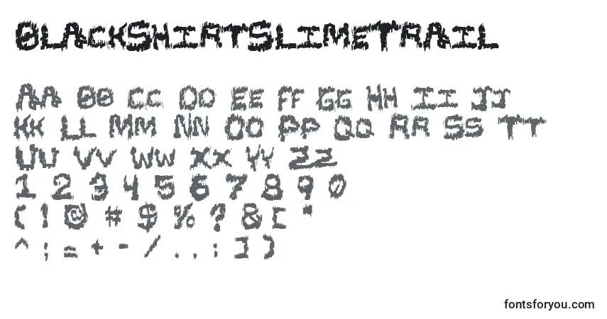 Czcionka BlackShirtSlimeTrail – alfabet, cyfry, specjalne znaki