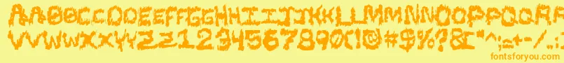 BlackShirtSlimeTrail-Schriftart – Orangefarbene Schriften auf gelbem Hintergrund