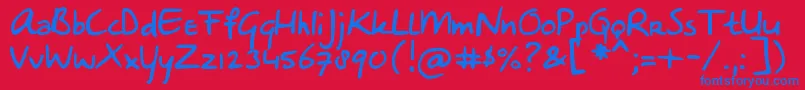 DjbSheldonsGirlfriend Font – Blue Fonts on Red Background