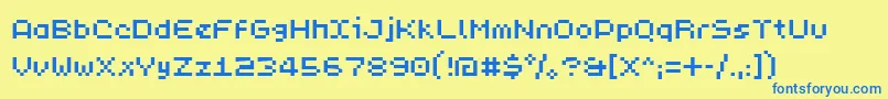 Saiba mais sobre a fonte PixL Fonte PixL – fontes azuis em um fundo amarelo