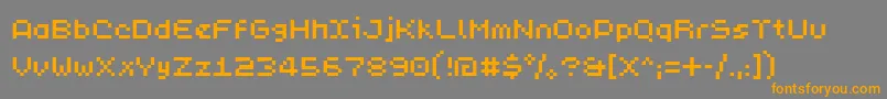 フォントPixL – オレンジの文字は灰色の背景にあります。
