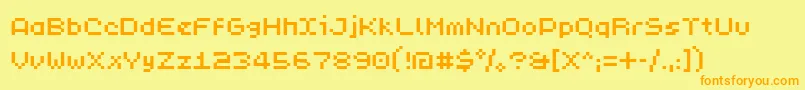 PixL-Schriftart – Orangefarbene Schriften auf gelbem Hintergrund
