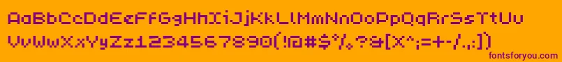 Weitere Informationen zur PixL-Schriftart PixL-Schriftart – Violette Schriften auf orangefarbenem Hintergrund