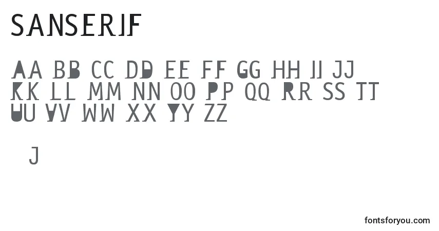Schriftart Sanserif – Alphabet, Zahlen, spezielle Symbole