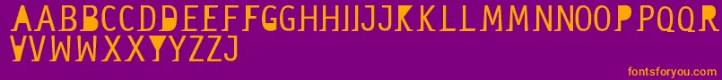 Sanserif-Schriftart – Orangefarbene Schriften auf violettem Hintergrund