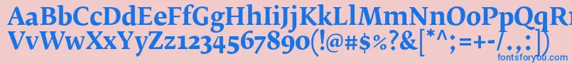 フォントFedraserifbproBold – ピンクの背景に青い文字