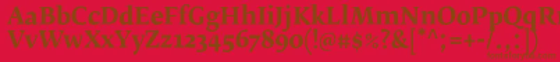フォントFedraserifbproBold – 赤い背景に茶色の文字
