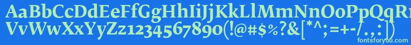 Шрифт FedraserifbproBold – зелёные шрифты на синем фоне