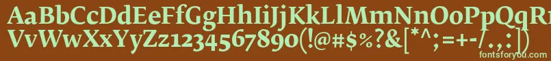 FedraserifbproBold-fontti – vihreät fontit ruskealla taustalla