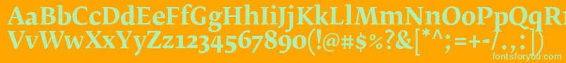 FedraserifbproBold Font – Green Fonts on Orange Background