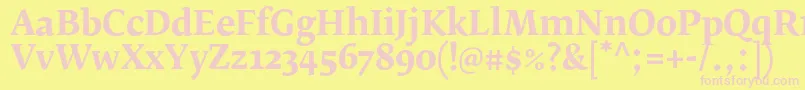 FedraserifbproBold-fontti – vaaleanpunaiset fontit keltaisella taustalla