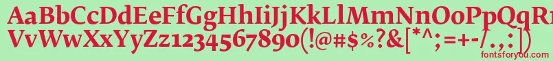 Шрифт FedraserifbproBold – красные шрифты на зелёном фоне