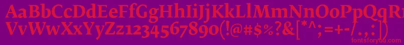 FedraserifbproBold Font – Red Fonts on Purple Background