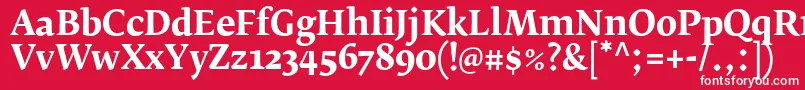 Czcionka FedraserifbproBold – białe czcionki na czerwonym tle