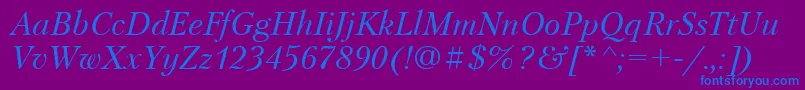 フォントPetersburgItalic – 紫色の背景に青い文字