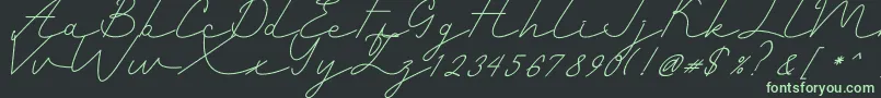 Romantic-Schriftart – Grüne Schriften auf schwarzem Hintergrund
