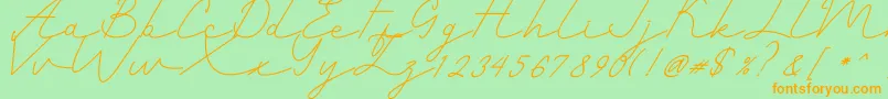 Romantic-Schriftart – Orangefarbene Schriften auf grünem Hintergrund