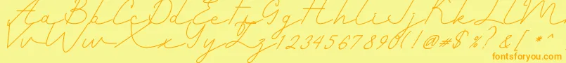 Czcionka Romantic – pomarańczowe czcionki na żółtym tle