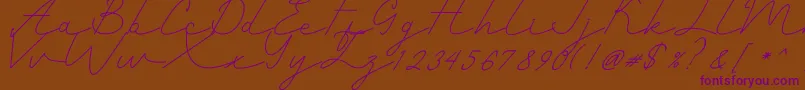 Romantic-Schriftart – Violette Schriften auf braunem Hintergrund