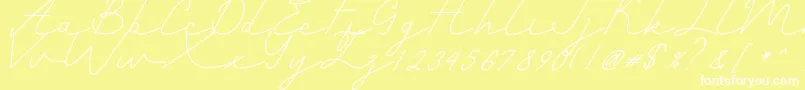 Romantic-Schriftart – Weiße Schriften auf gelbem Hintergrund