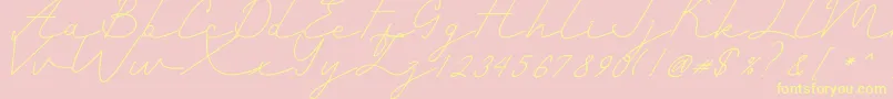 Romantic-fontti – keltaiset fontit vaaleanpunaisella taustalla