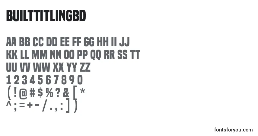 Czcionka BuiltTitlingBd – alfabet, cyfry, specjalne znaki