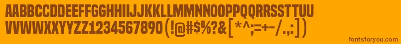 Fonte BuiltTitlingBd – fontes marrons em um fundo laranja
