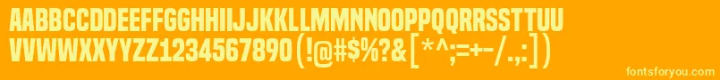 Fonte BuiltTitlingBd – fontes amarelas em um fundo laranja