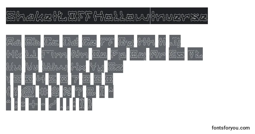 Schriftart ShakeItOffHollowInverse – Alphabet, Zahlen, spezielle Symbole