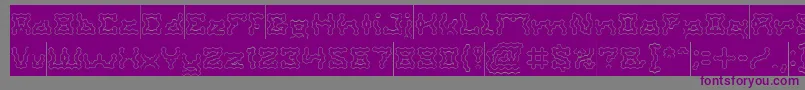 Czcionka ShakeItOffHollowInverse – fioletowe czcionki na szarym tle