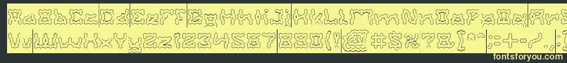 フォントShakeItOffHollowInverse – 黒い背景に黄色の文字