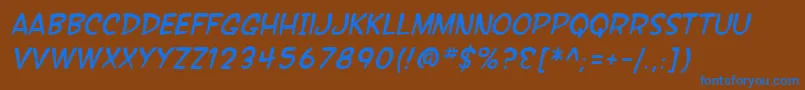 SfWonderComicItalic Font – Blue Fonts on Brown Background