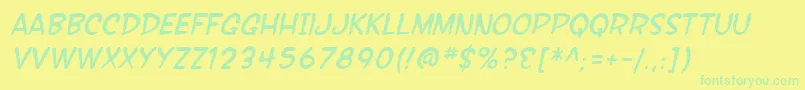 SfWonderComicItalic Font – Green Fonts on Yellow Background
