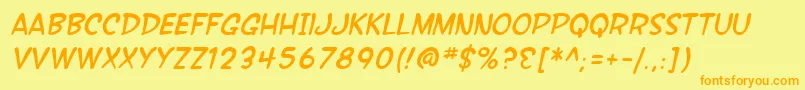 SfWonderComicItalic Font – Orange Fonts on Yellow Background