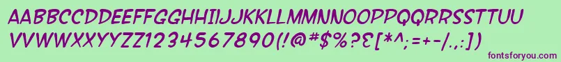 SfWonderComicItalic Font – Purple Fonts on Green Background