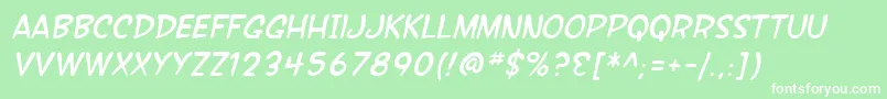 SfWonderComicItalic Font – White Fonts on Green Background
