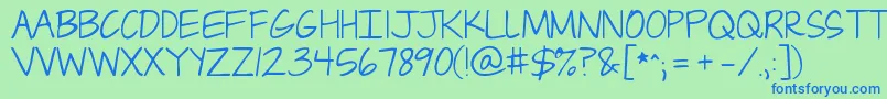 Jandacapslock Font – Blue Fonts on Green Background