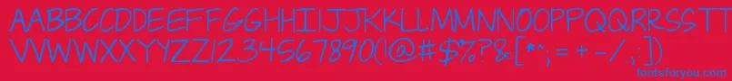 Jandacapslock Font – Blue Fonts on Red Background