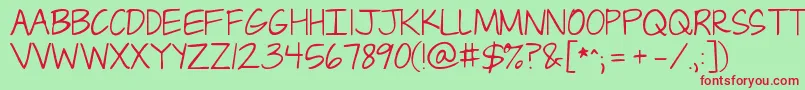 Jandacapslock Font – Red Fonts on Green Background