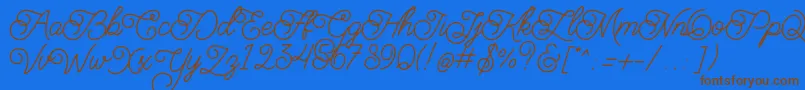 BraydenScriptRegular-Schriftart – Braune Schriften auf blauem Hintergrund