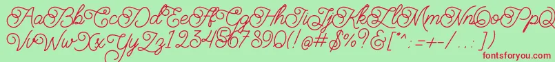 BraydenScriptRegular Font – Red Fonts on Green Background