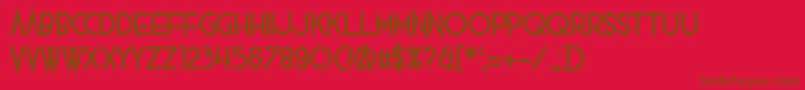 Rockout-Schriftart – Braune Schriften auf rotem Hintergrund