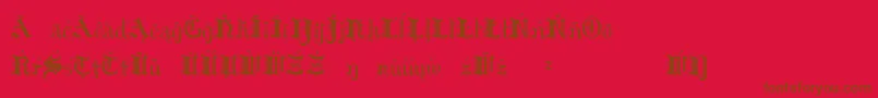 fuente HildaSonnenscheinExtraCharacters – Fuentes Marrones Sobre Fondo Rojo