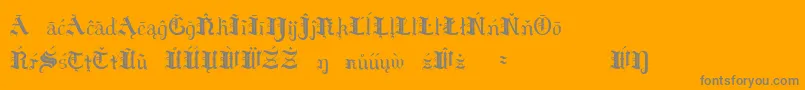 HildaSonnenscheinExtraCharacters-Schriftart – Graue Schriften auf orangefarbenem Hintergrund